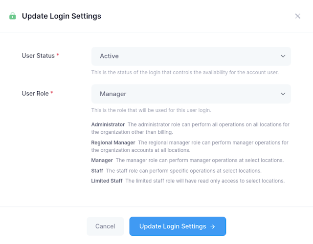 User Login Settings